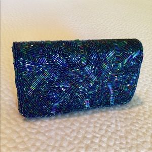 Iridescent royal blue Preston & York evening bag